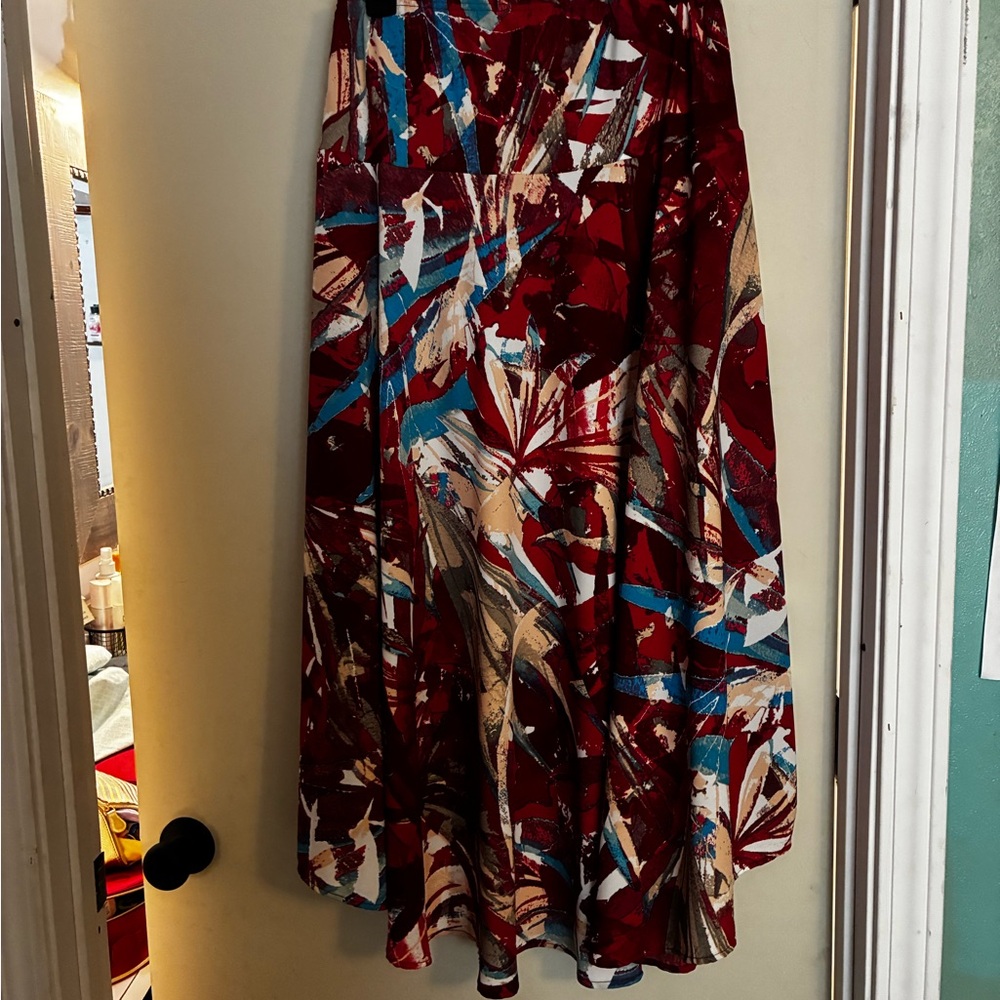 Bob Mackie Wearable Art Hi -Low Panel MIDI Skirt -Great Condition